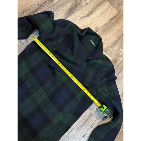 Lauren Ralph Lauren Womens Plaid Wool Cardigan Jacket M Blackwatch Tartan Open F - Picture 9 of 13
